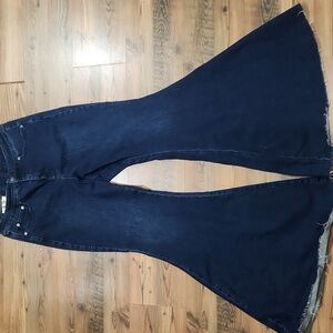 We The Free CRVY Boho Country Festival High Waist Flare Jeans Corset Lace Up 32